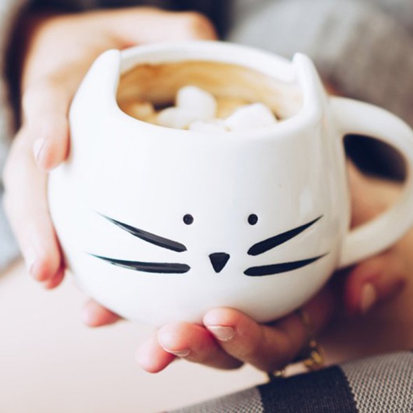 Cat Face Mug White