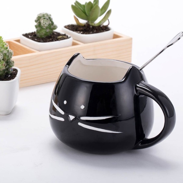 Cat Face Mug Black