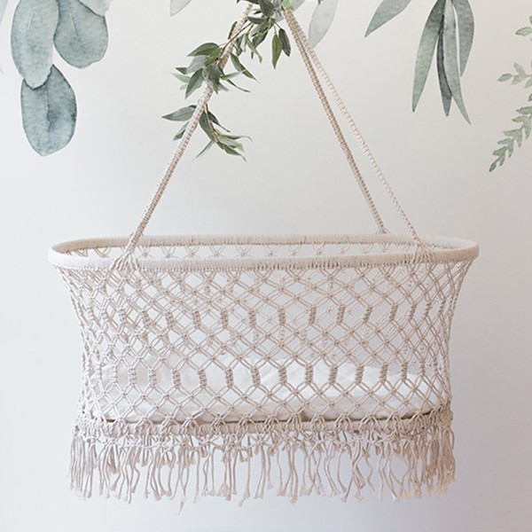 Macramé Hanging Bassinet with Cushion