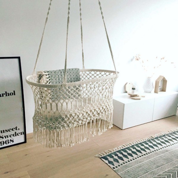 Macramé Hanging Bassinet with Cushion