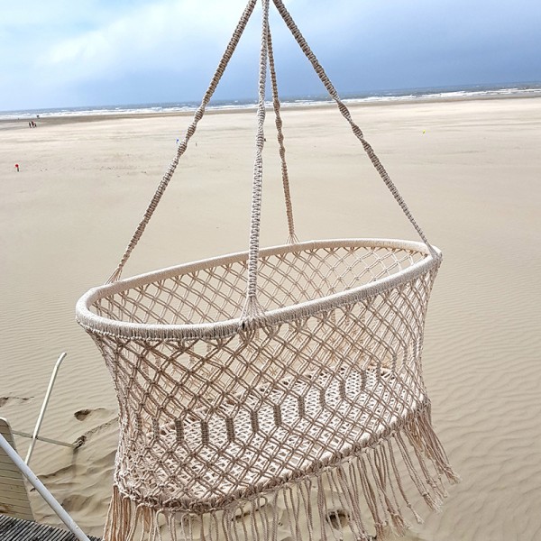 Macramé Hanging Bassinet with Cushion