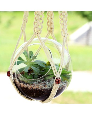 Macramé Plant Hanger with Floral Beads