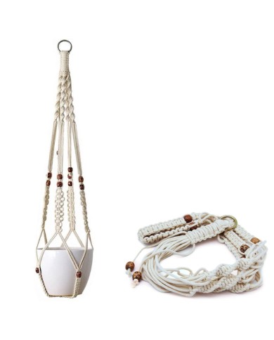 Macramé Plant Hanger with Floral Beads