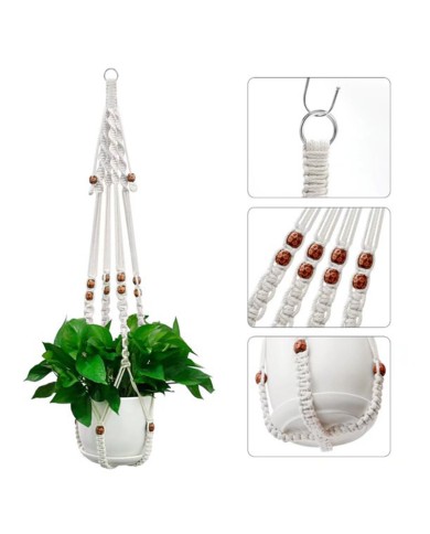 Macramé Plant Hanger with Floral Beads