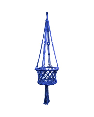 Macramé Plantenhanger Blauw Macramé Plantenhanger Blauw