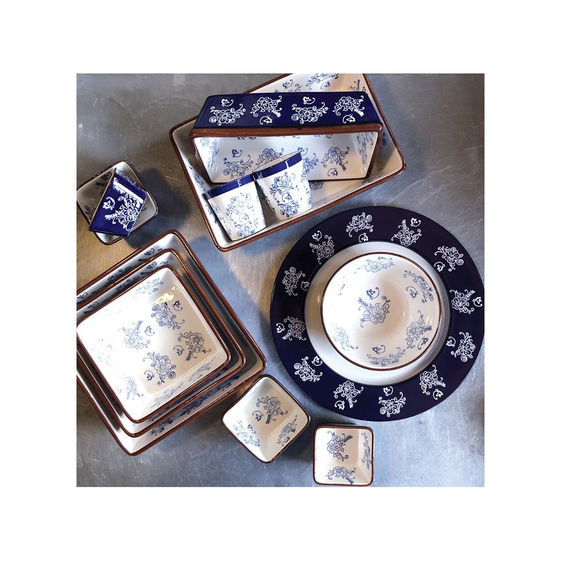 Ovenschaal Vierkant in Floral Lace Blue