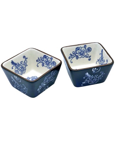 Square Tapas Set - Floral Lace Blue 200ml