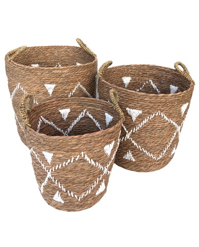 Embroidered Seagrass Basket