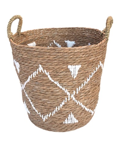 Embroidered Seagrass Basket