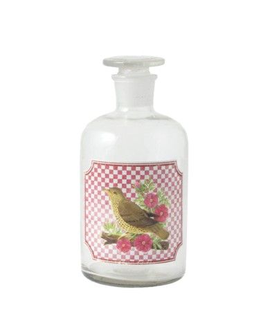 Vintage Glazen Fles met Vogeltje