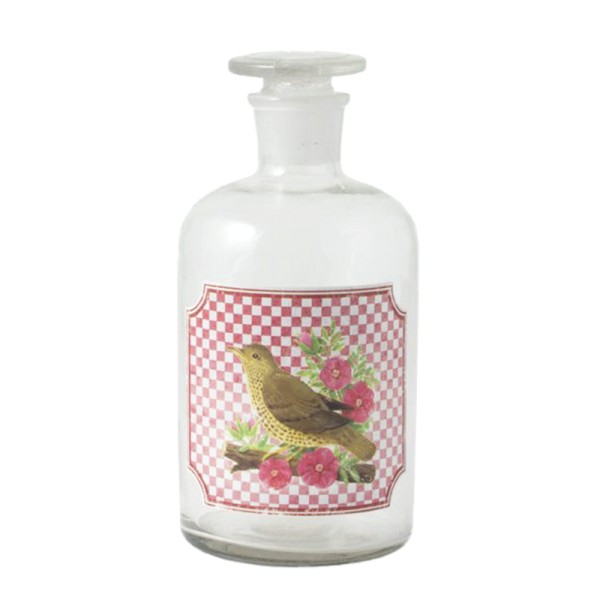 Vintage Glazen Fles met Vogeltje