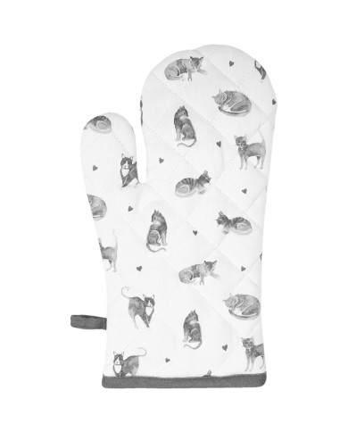 Oven Glove with Grey Cats