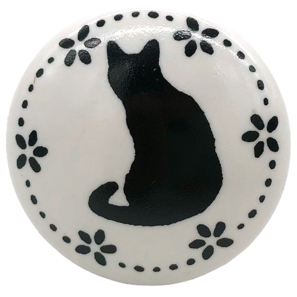 Furniture Knob with Black Cat