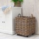 Square Rattan Basket on Wheels