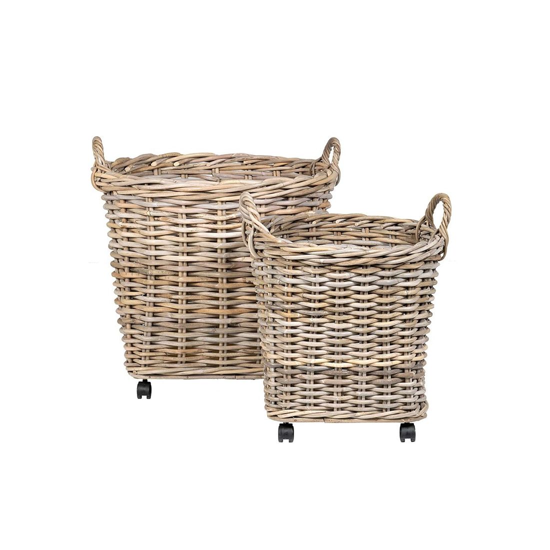 Round Rattan Basket on Wheels