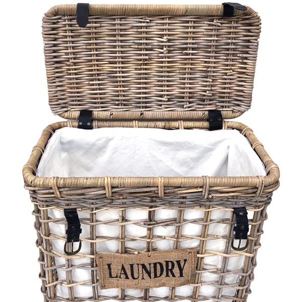 Rattan Laundry Basket on Wheels