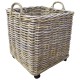 Square Rattan Basket on Wheels