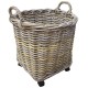 Round Rattan Basket on Wheels