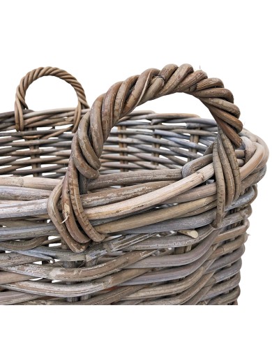 Round Rattan Basket on Wheels Round Rattan Basket on Wheels