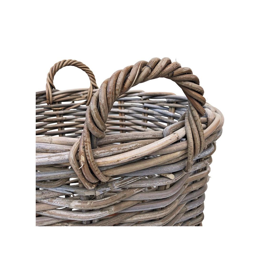 Round Rattan Basket on Wheels