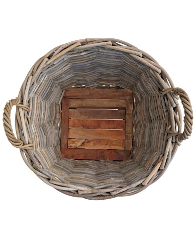 Round Rattan Basket on Wheels Round Rattan Basket on Wheels