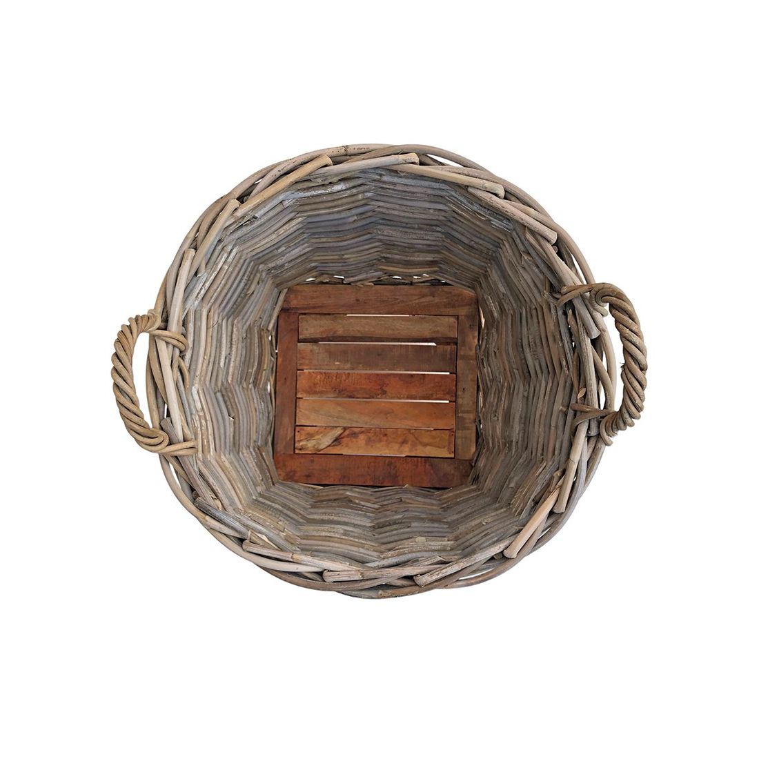 Round Rattan Basket on Wheels