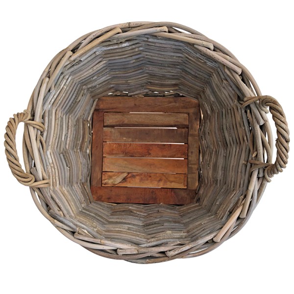 Round Rattan Basket on Wheels