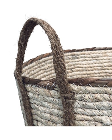 Zeegras Wasmand met Bruine rand Zeegras Wasmand met Bruine rand