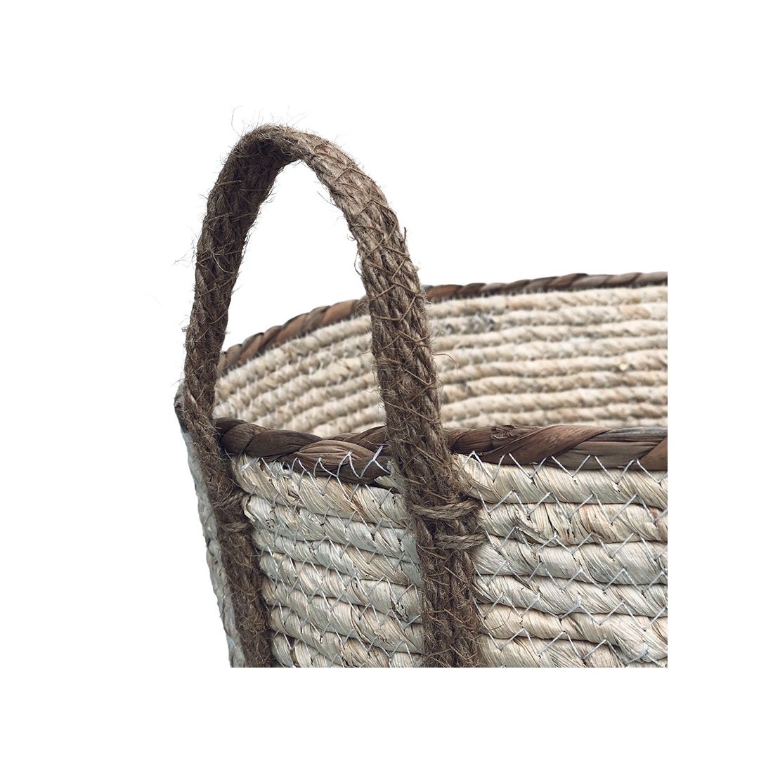 Zeegras Wasmand met Bruine rand Zeegras Wasmand met Bruine rand