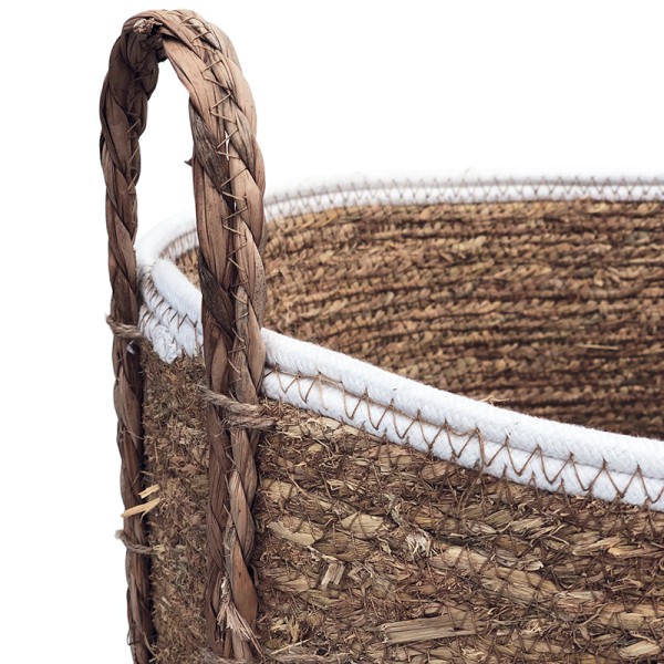 Seagrass Laundry Basket with White Trim