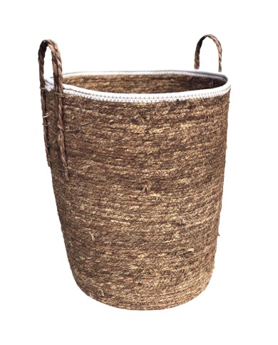 Seagrass Laundry Basket with White Trim