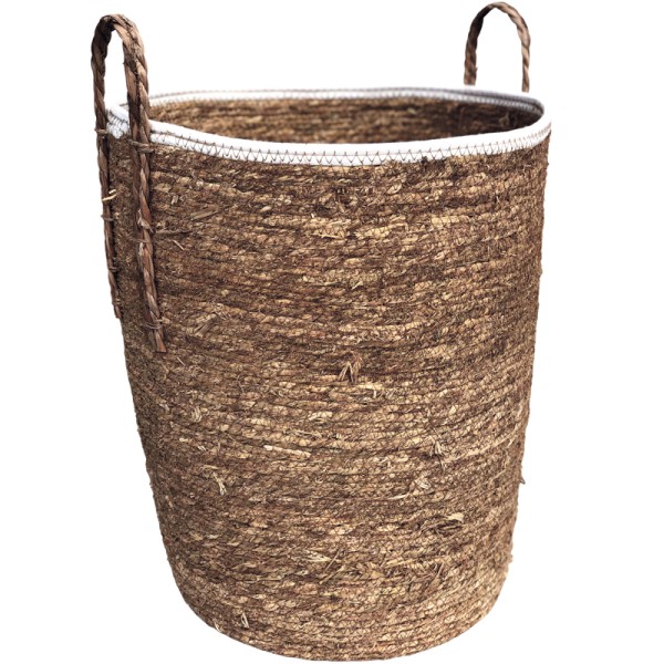 Seagrass Laundry Basket with White Trim