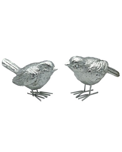 Silver Bird Ornaments Large