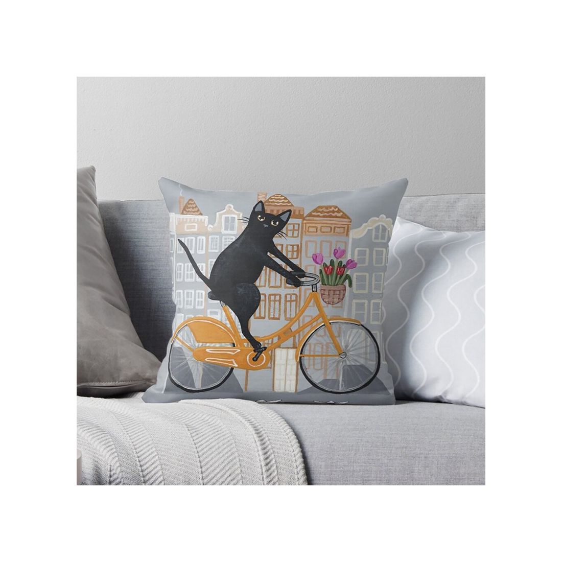 Cushion Cover with Amsterdam Cat