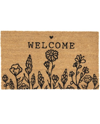 Welcome Doormat with Wild Flowers