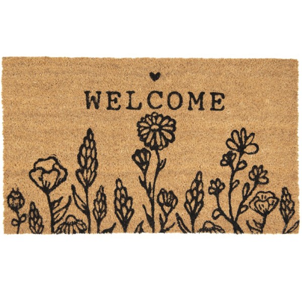 Welcome Doormat with Wild Flowers