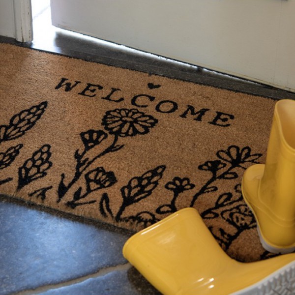 Welcome Doormat with Wild Flowers