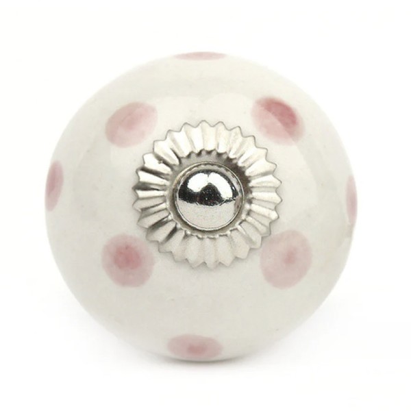 Furniture Knob with Pink Polka Dots