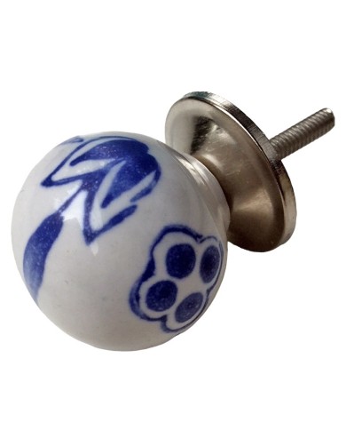 Blue Floral Furniture Knob