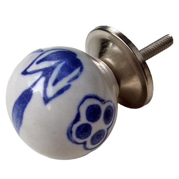 Blue Floral Furniture Knob