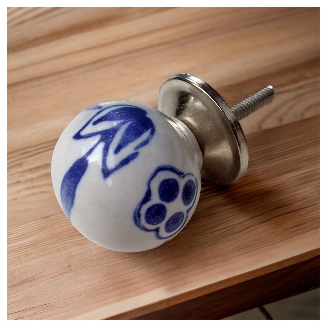 Blue Floral Furniture Knob