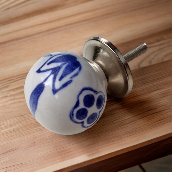 Blue Floral Furniture Knob