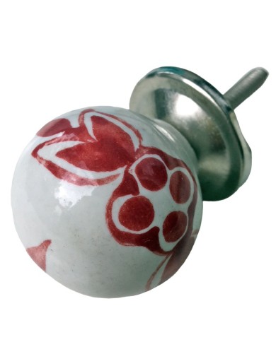 Red Floral Furniture Knob