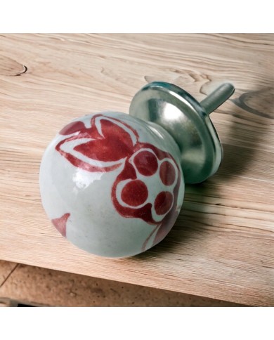Red Floral Furniture Knob