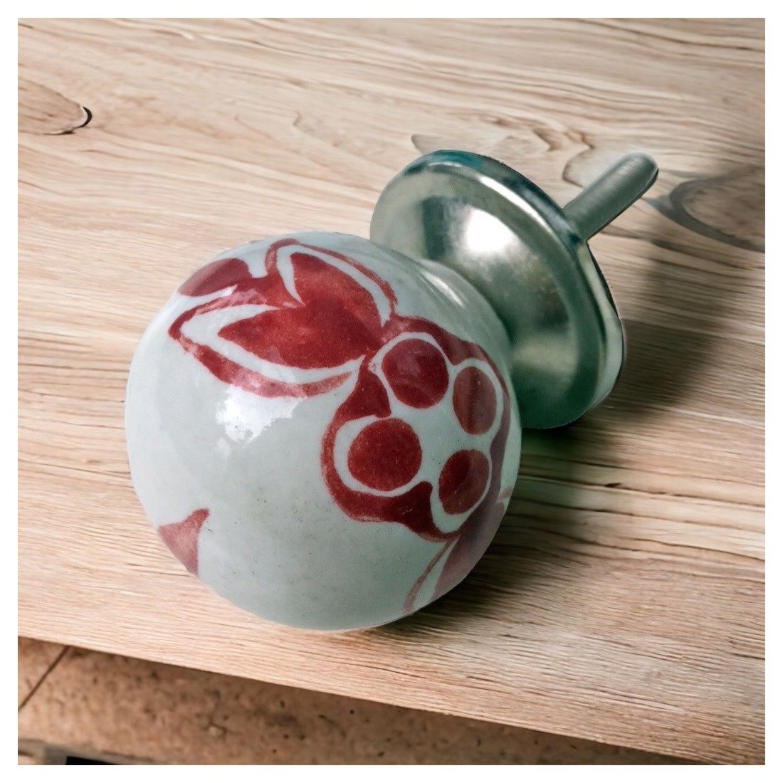 Red Floral Furniture Knob