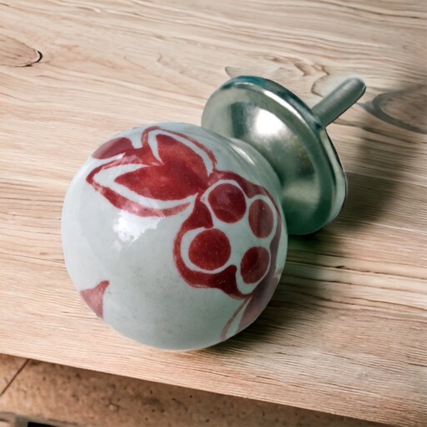 Red Floral Furniture Knob