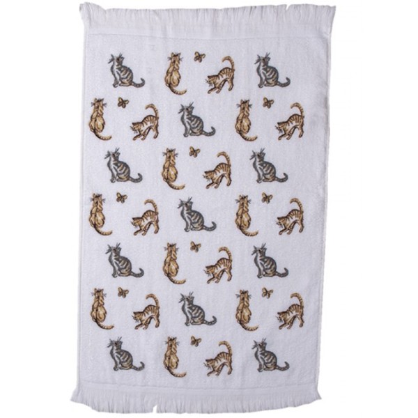 Hand Towel with Cats & Butterflies