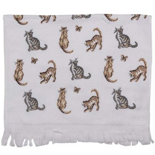 Hand Towel with Cats & Butterflies