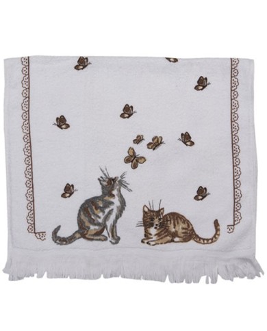 Hand Towel with Cats & Butterflies