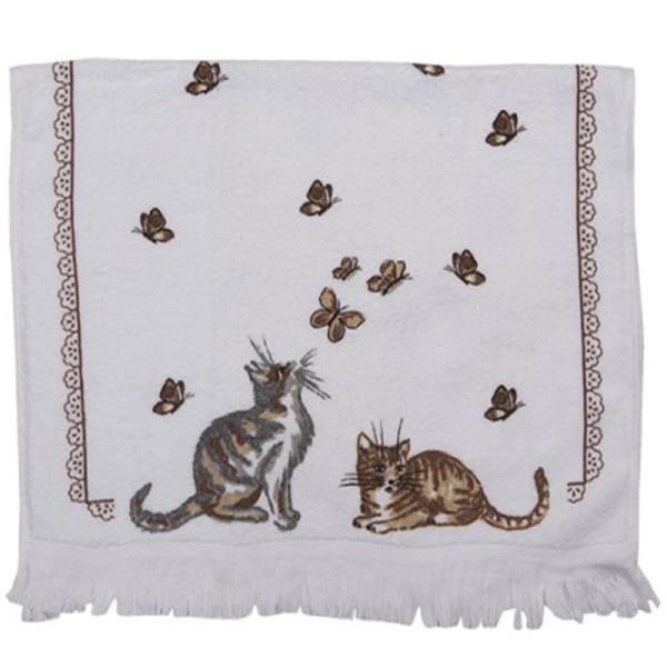 Hand Towel with Cats & Butterflies